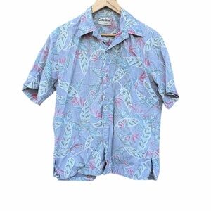 Cooke Street Reverse print Hawaiian shirt gray and pink size medium MADE IN USA
